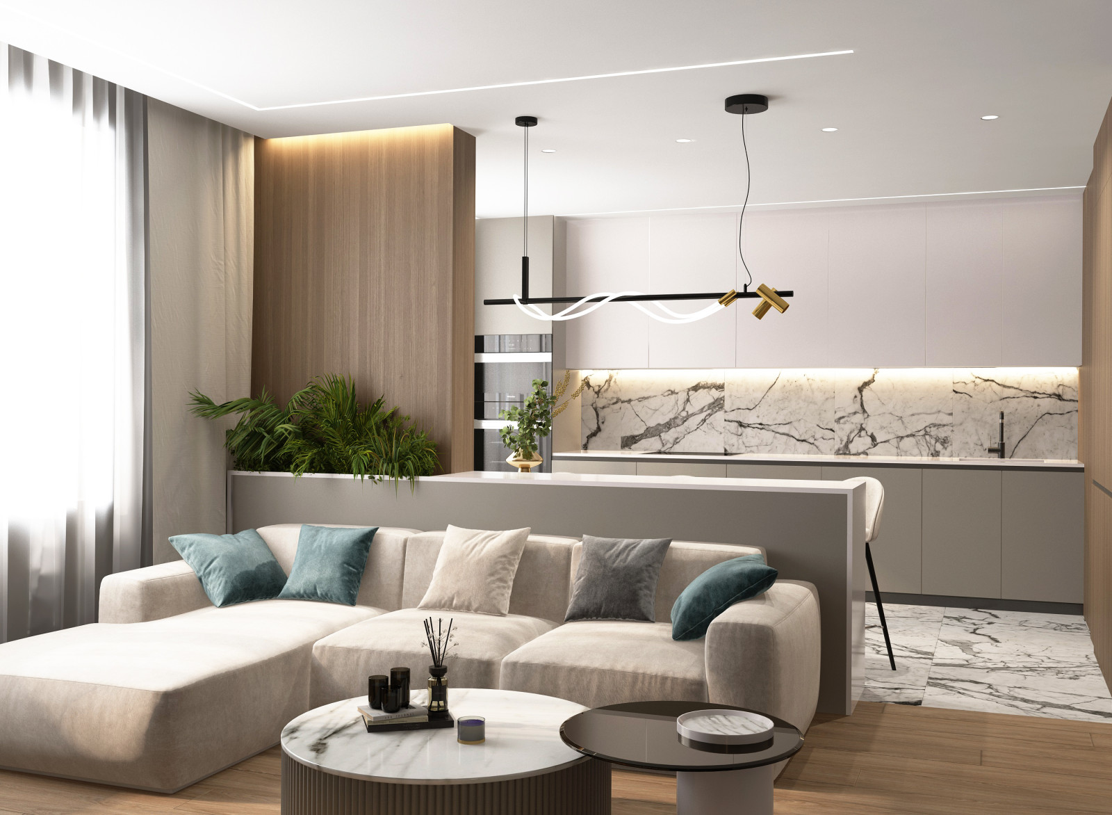 Кухня-гостиная в современном стиле г. Дзержинск