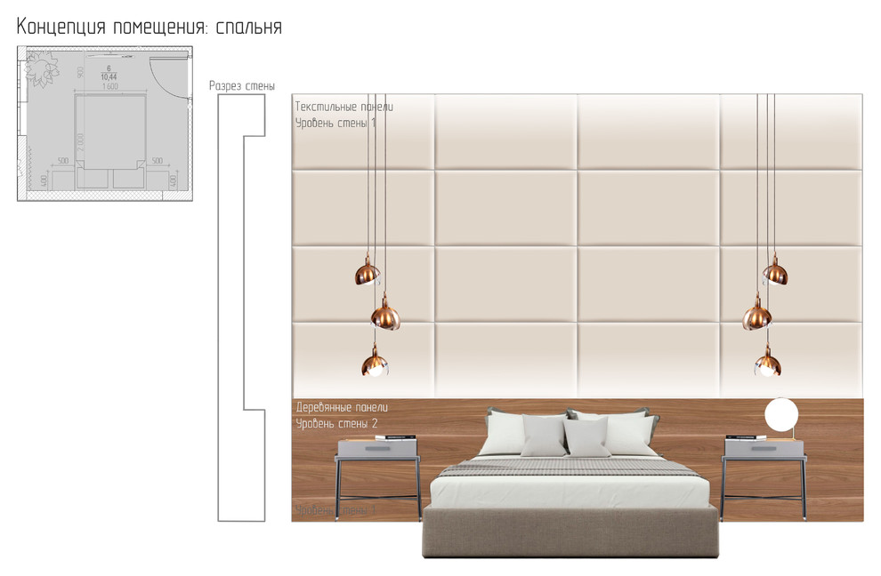 Эскизный проект квартиры. Город Ялта. Площадь: 54 м2.