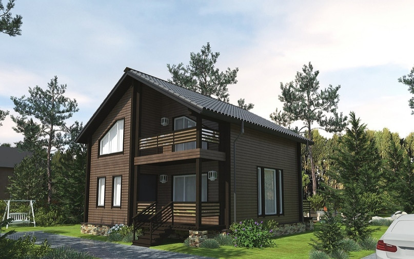 Проект дома с мансардой 8.0 х 8.0, S —120 м2