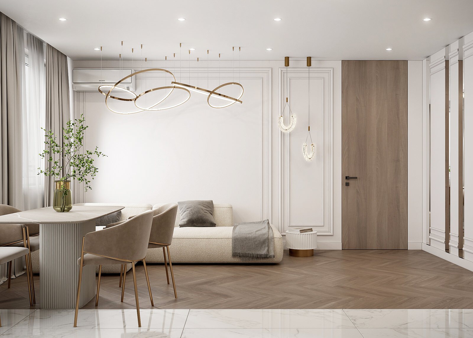 Современный светлый интерьер квартиры