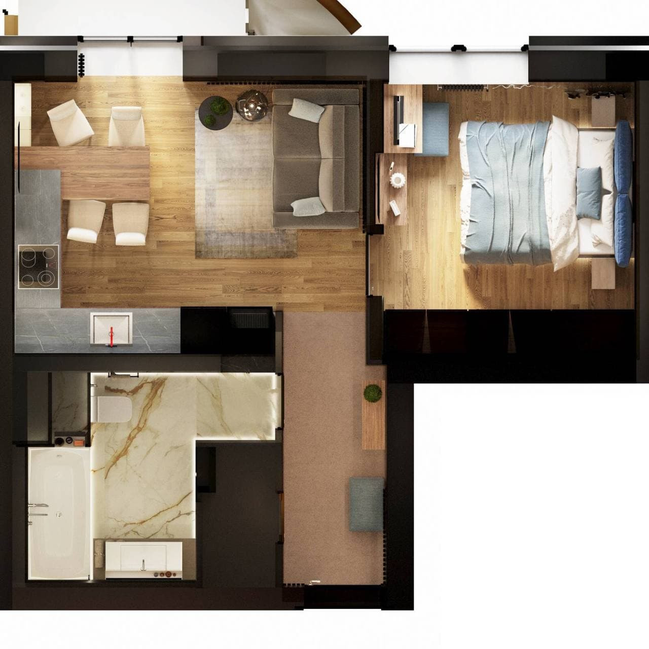 Функциональный интерьер 2ух комнатной квартиры