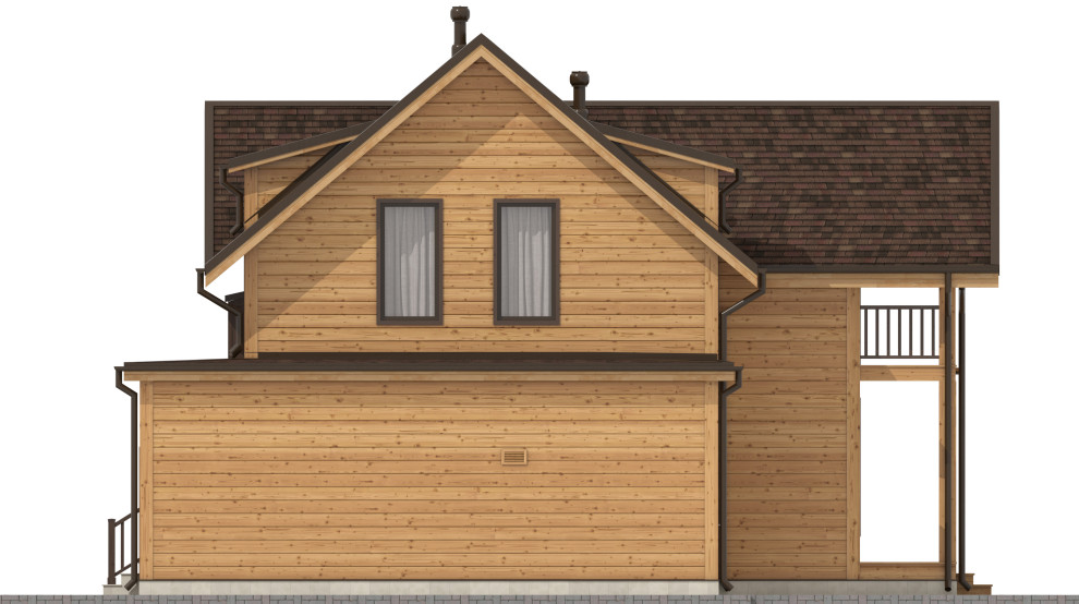 Деревянный дом с гаражом