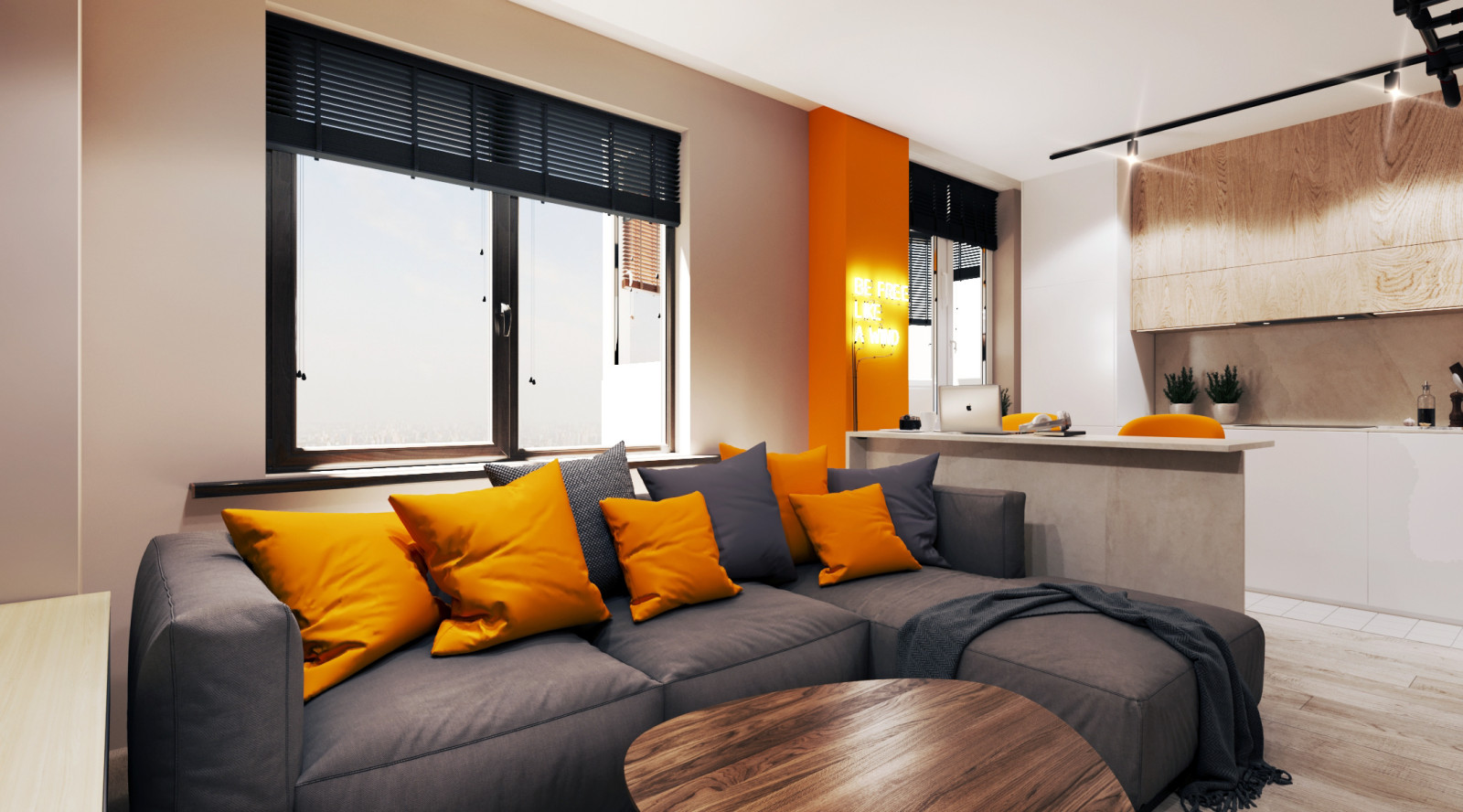 Апельсиновый фреш. Кухня-Гостиная.