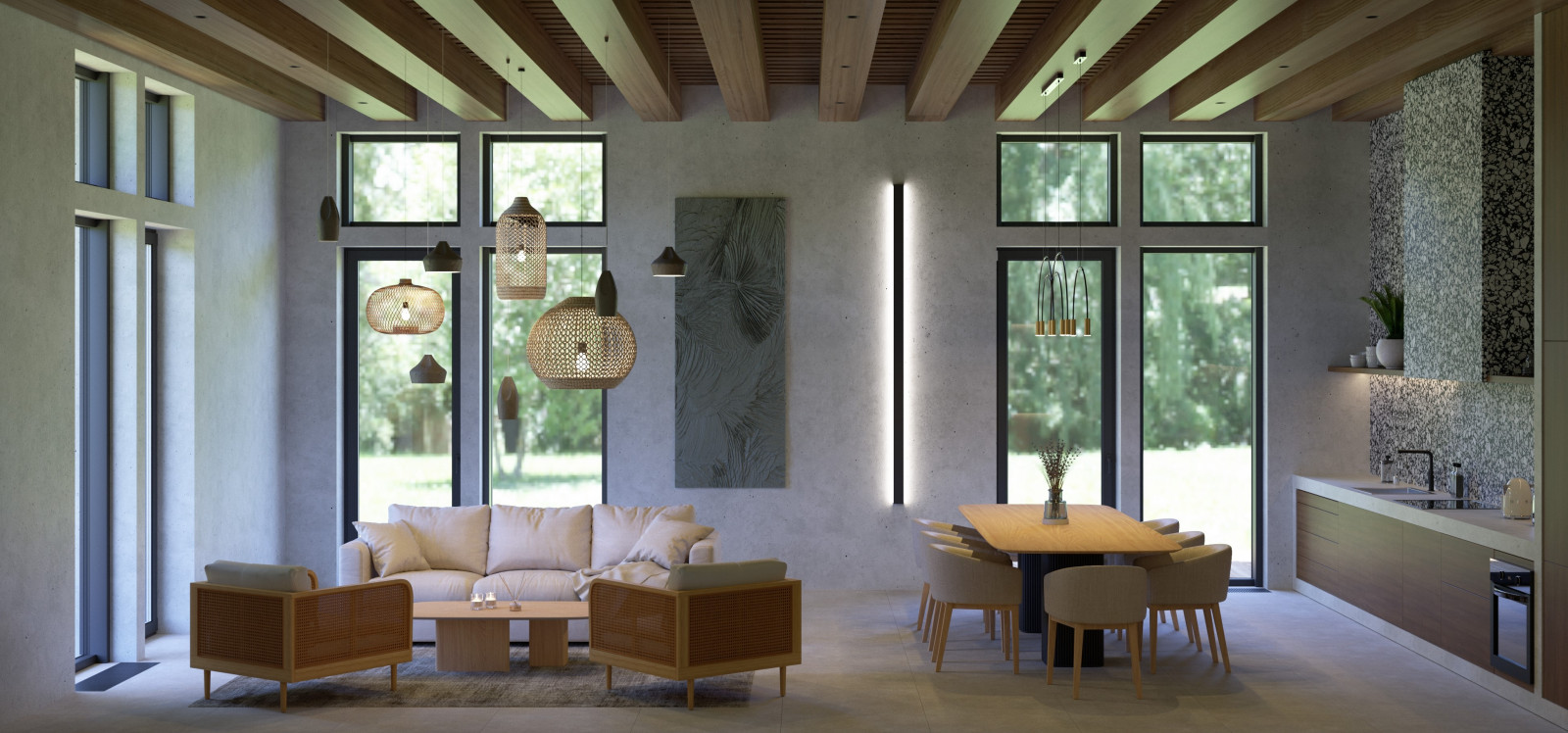 Кухня-гостиная в загородном доме