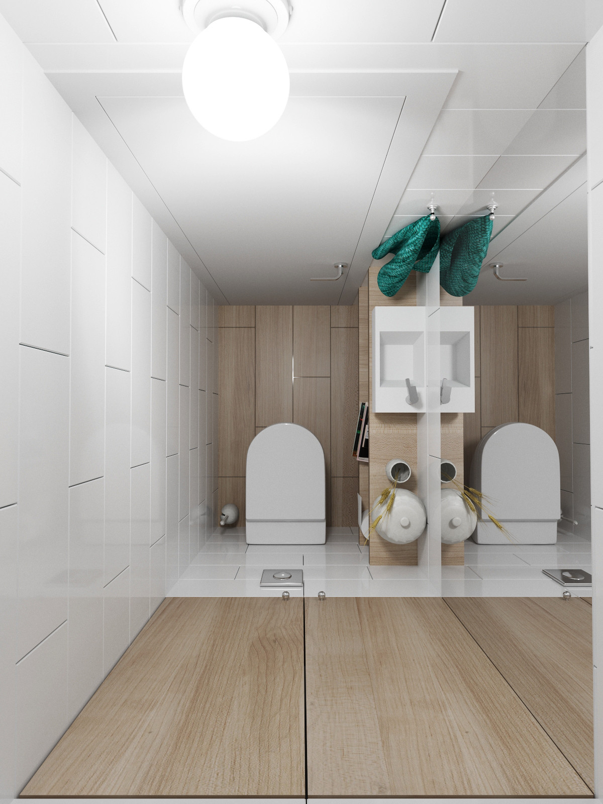 Санузел с бирюзовыми акцентами