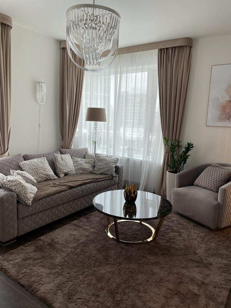 Фото готового интерьера кухни-гостиной ЖК Ботанический сад г. Москва