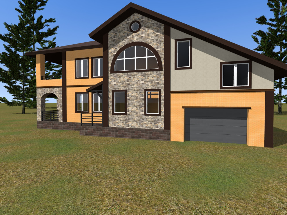 Проект переделки фасада из желтого кирпича