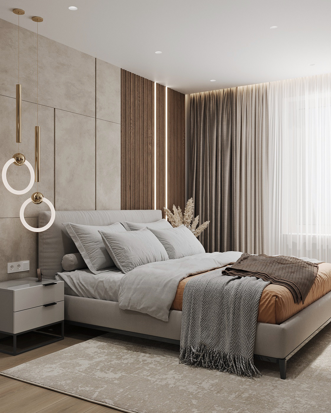 спальная с выделенной гардеробной из проекта двухкомнатной квартиры