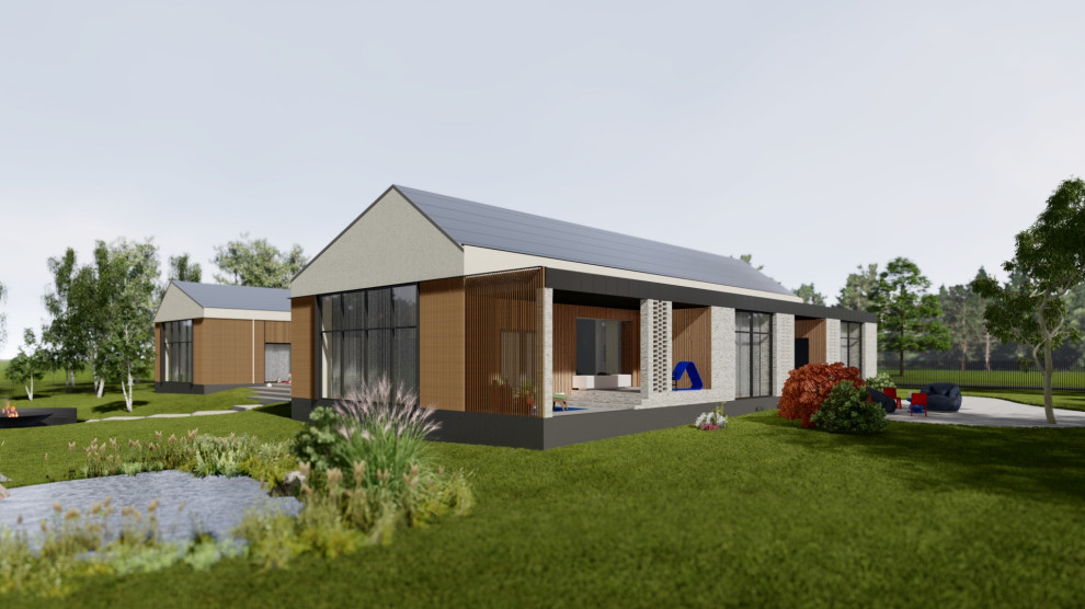 П-образный дом с внутренней террасой