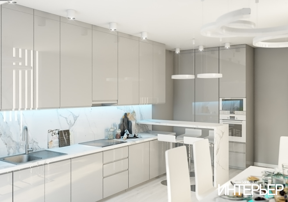 Обложка проекта: Дизайн-проект кухни в современном стиле в частном доме в г. Пятигорск
