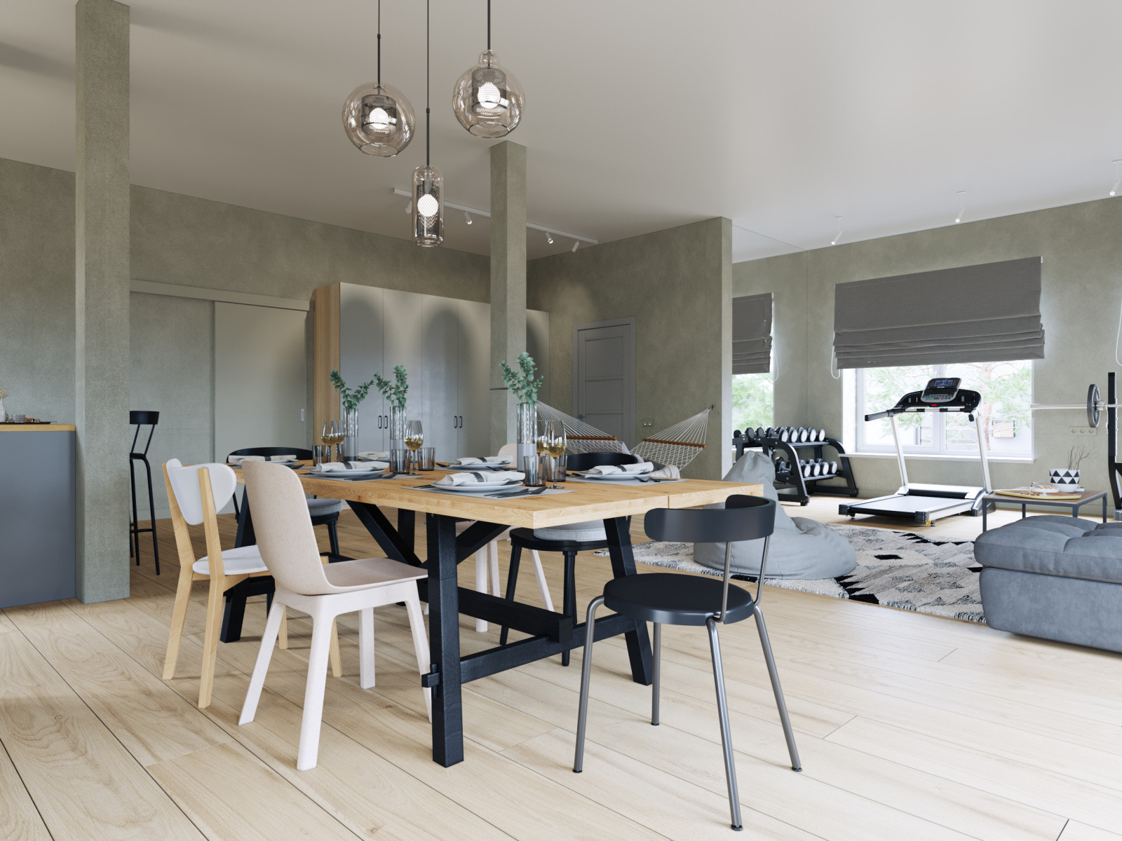 Дом в Орловской области (кухня-гостиная)