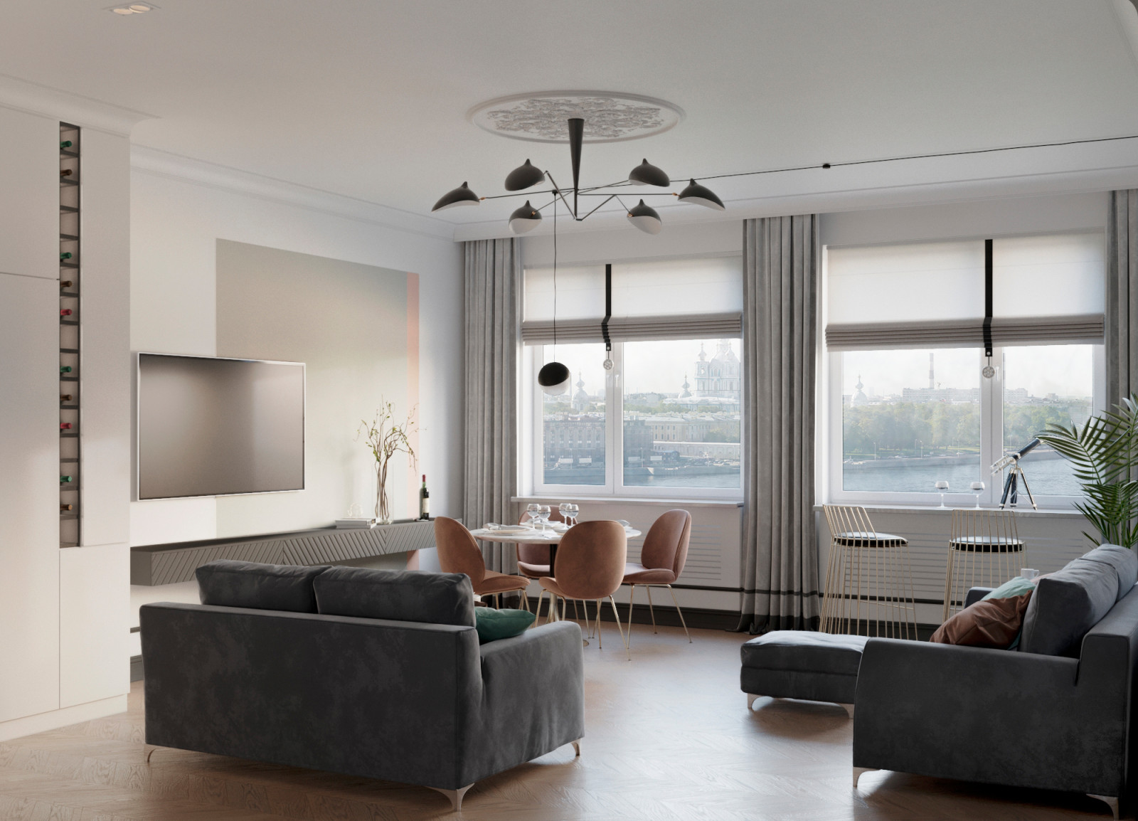 Дизайн-проект трехкомнатной квартиры в ЖК "Платинум"