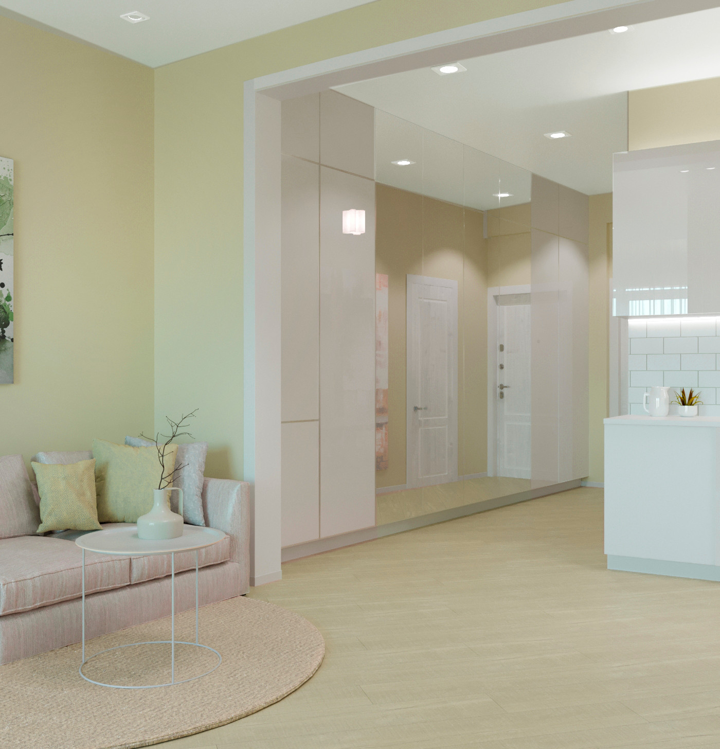 Вид на гостинную с прихожей