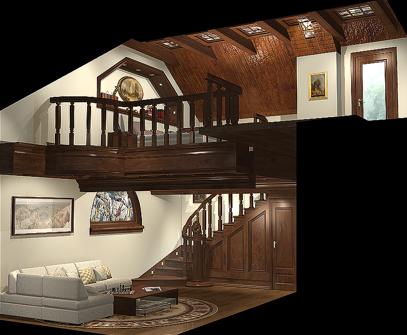 Малоэтажная архитектура, интерьеры коттеджа.