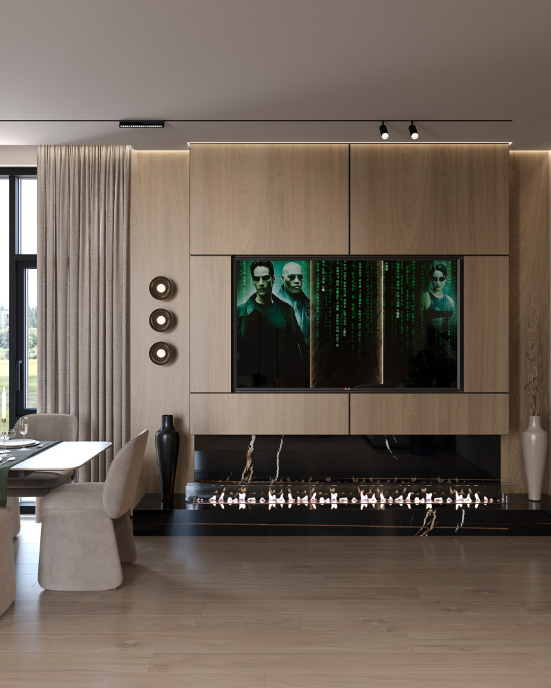 Кухня гостиная в коттедже