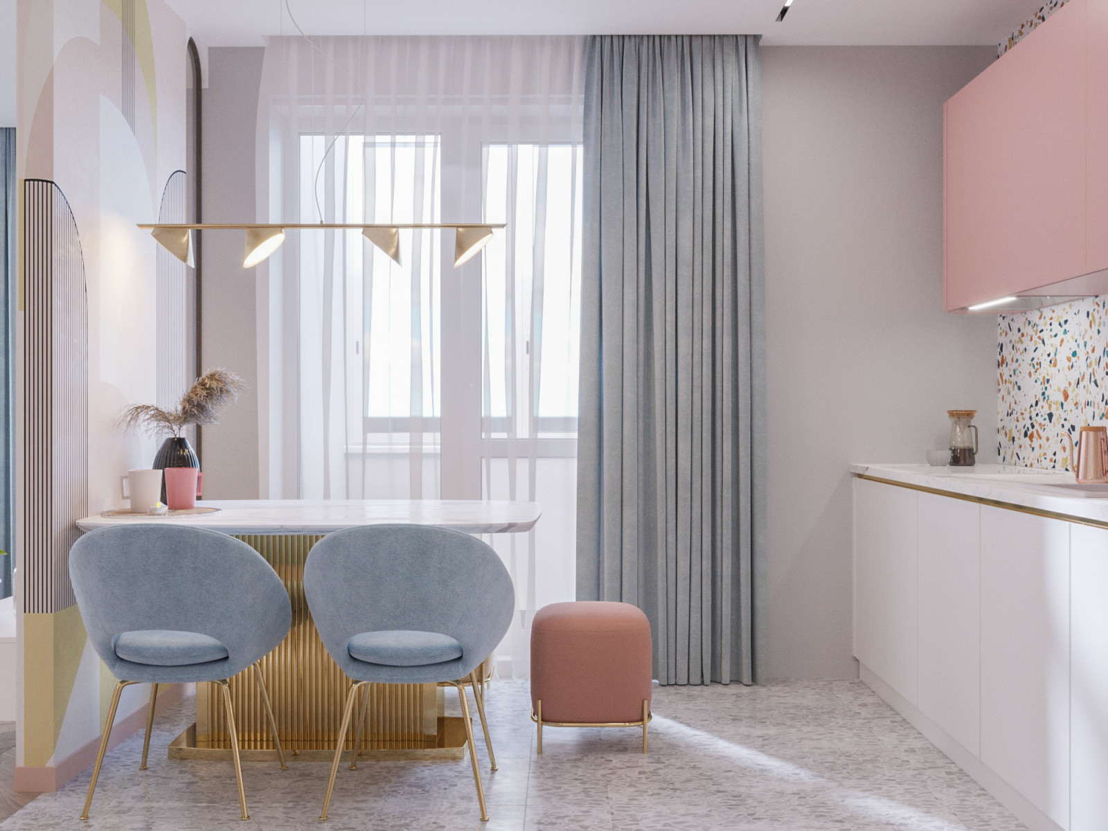 Квартира в нежных тонах для девушки студентки