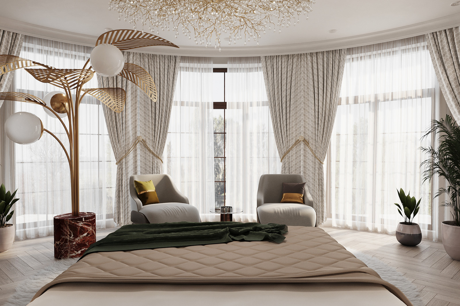 Спальня в современной классике