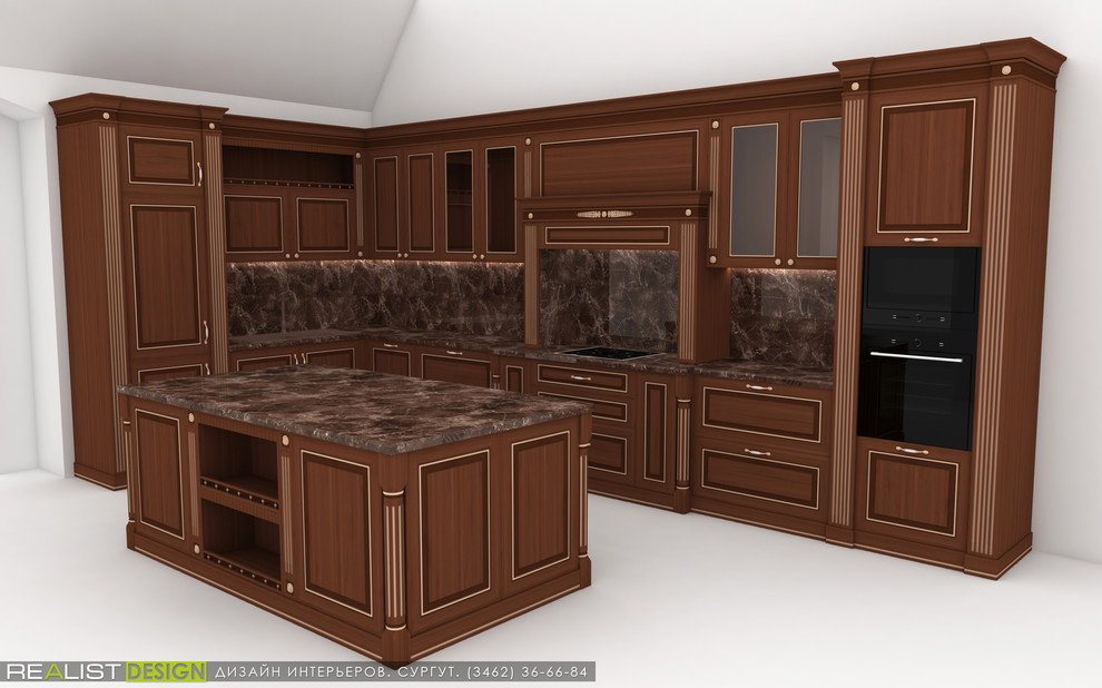 Разработка дизайна кухни для выполнения её из массива