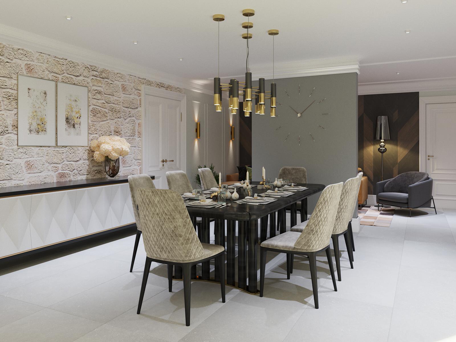 Обложка проекта: столовая c гостиной зоной для особняка