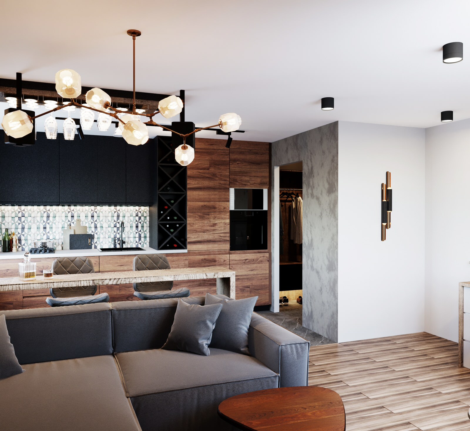 Квартира с деревянными элементами