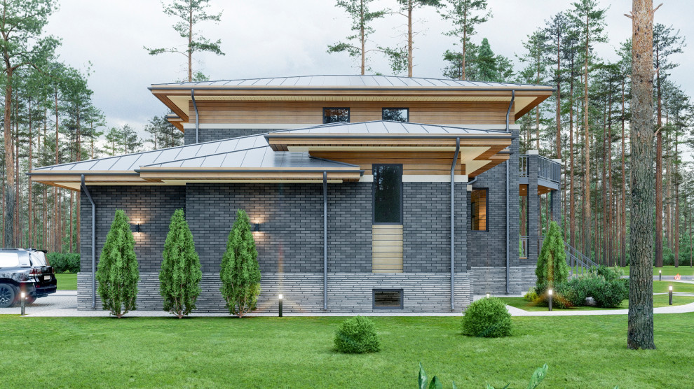 Проект трехэтажного дома в стиле Райта 480 кв.м