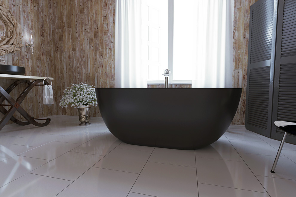 Corelia Черно-Белая Каменная Ванна от Viva Lusso