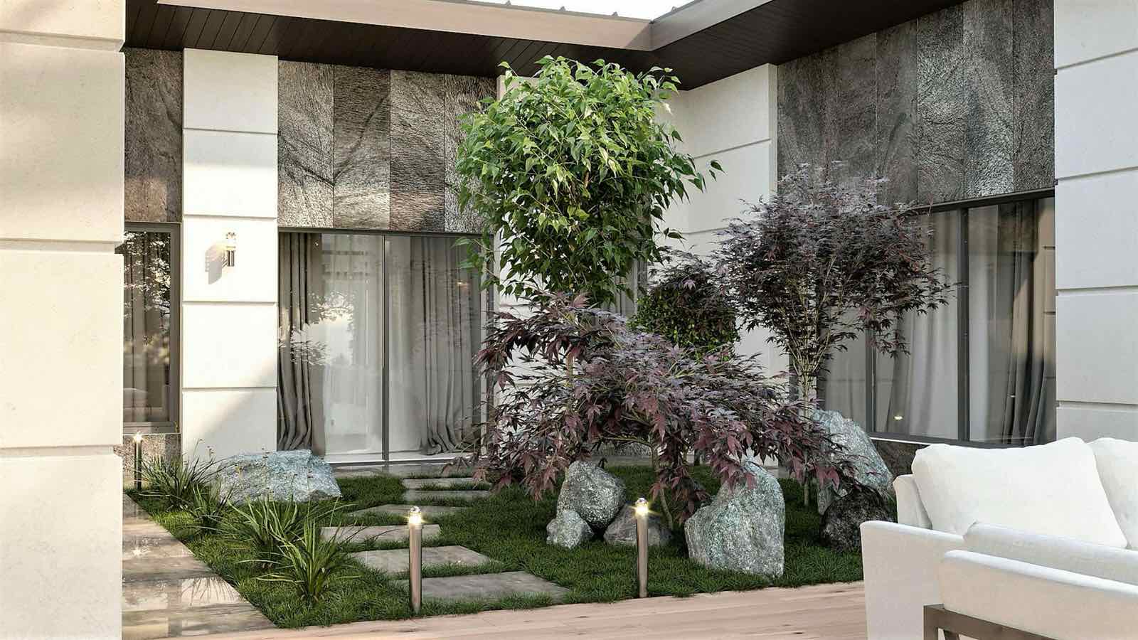 Современный одноэтажный дом с патио