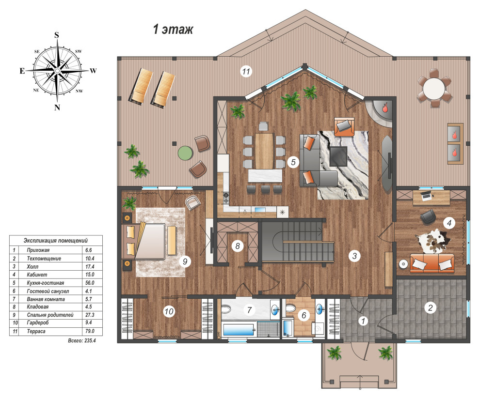 Обложка проекта: Планировка 2-х этажного дома
