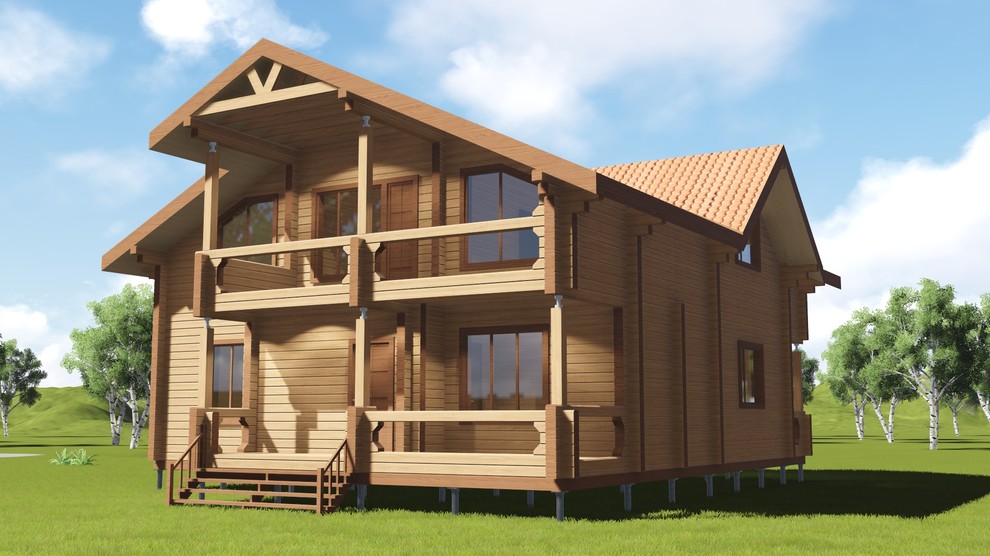 Двухэтажный дом 237м2 из бруса 180х180 — проект 281