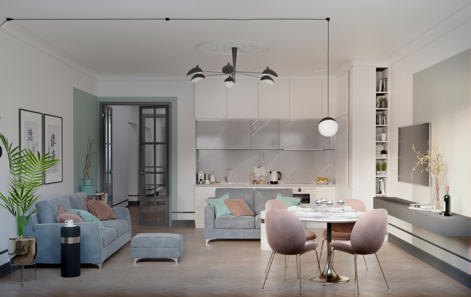 Дизайн-проект трехкомнатной квартиры в ЖК "Платинум"