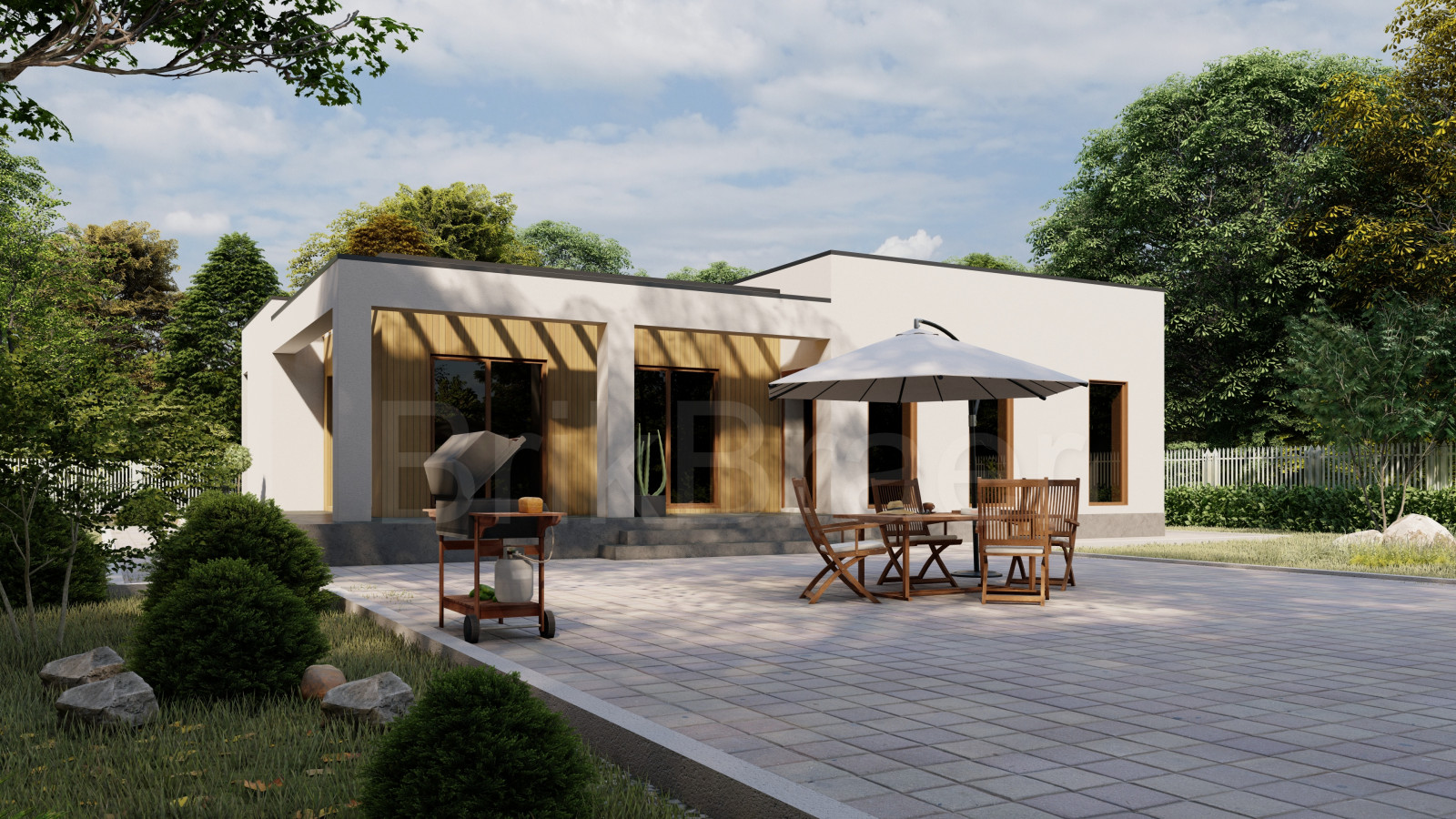 Проект дома №159 с плоской кровлей площадью 180 м2