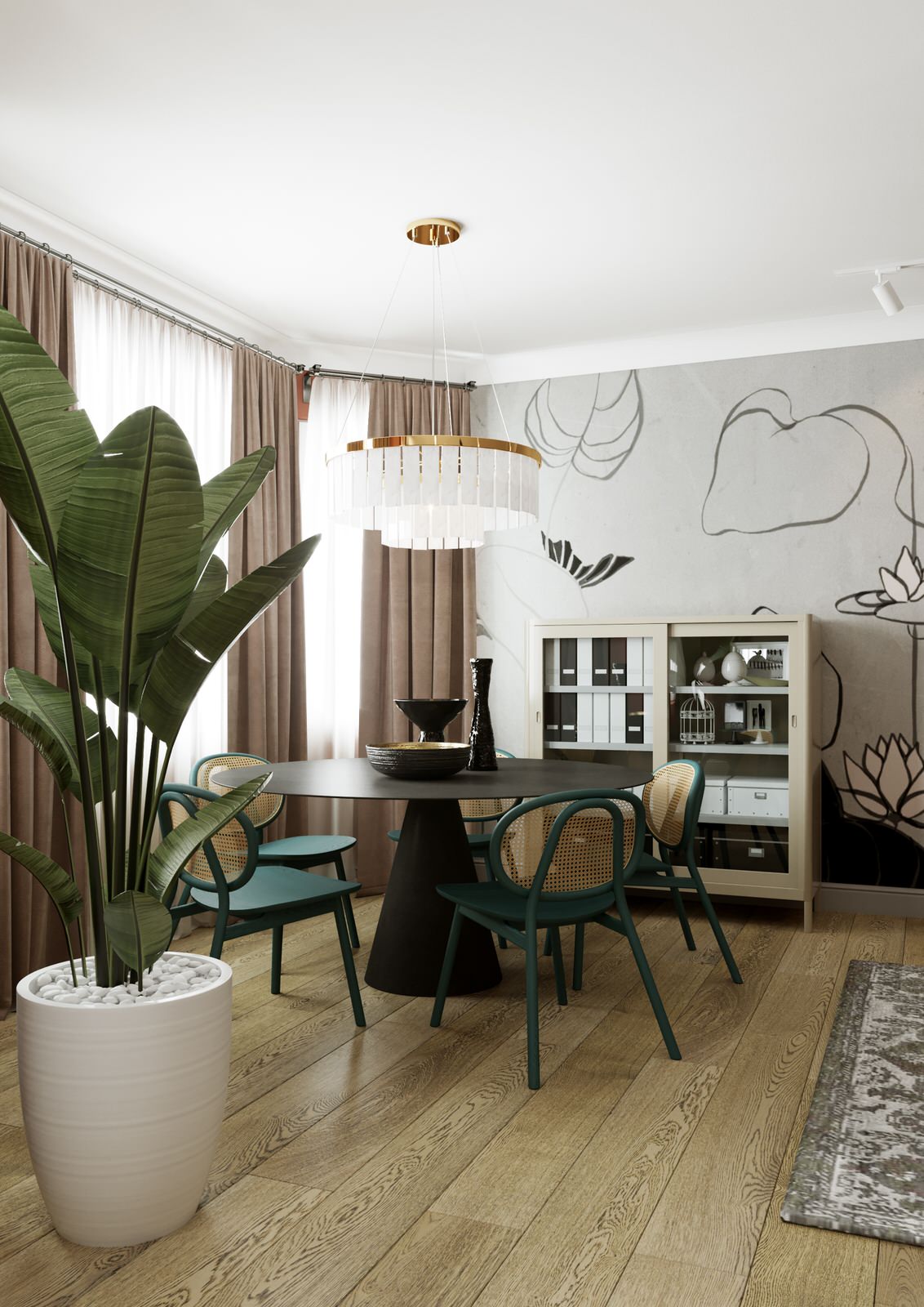 Квартира с монстерой и бетоном. Площадь 80 м2