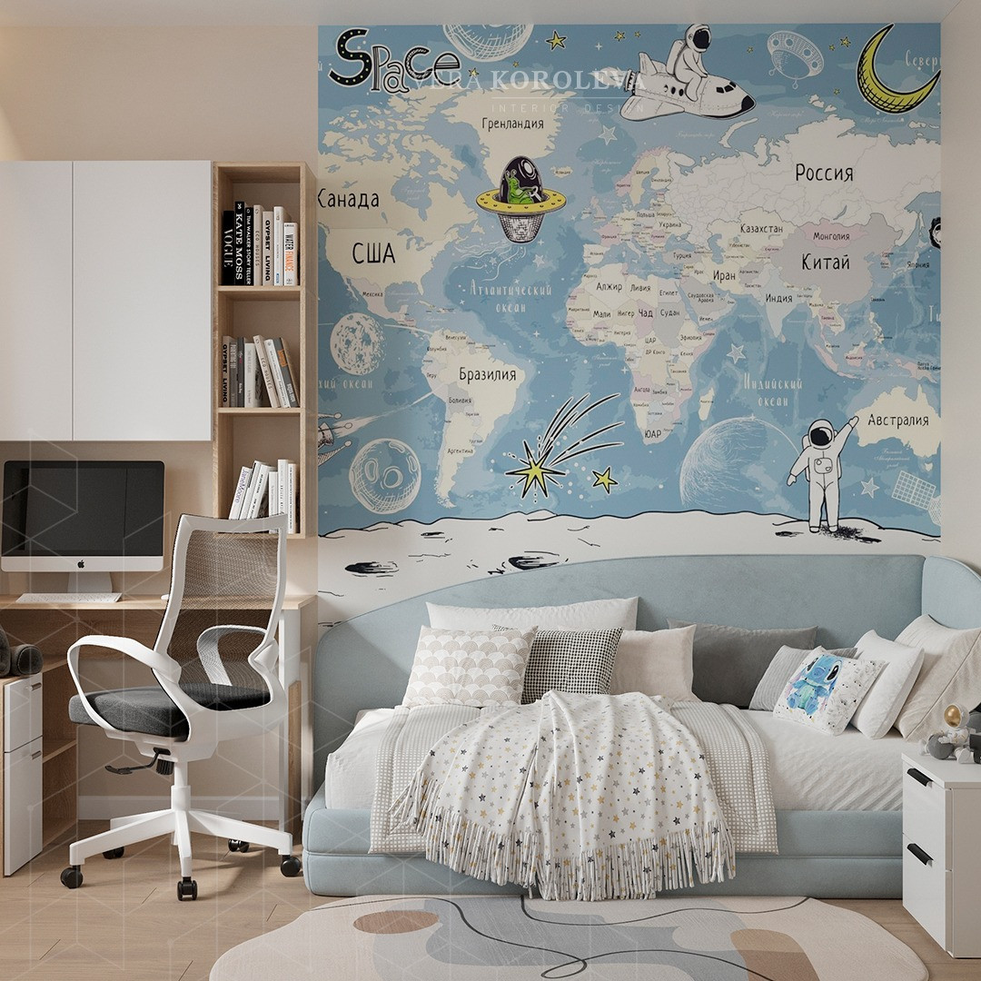 Детская комната с акцентными обоями