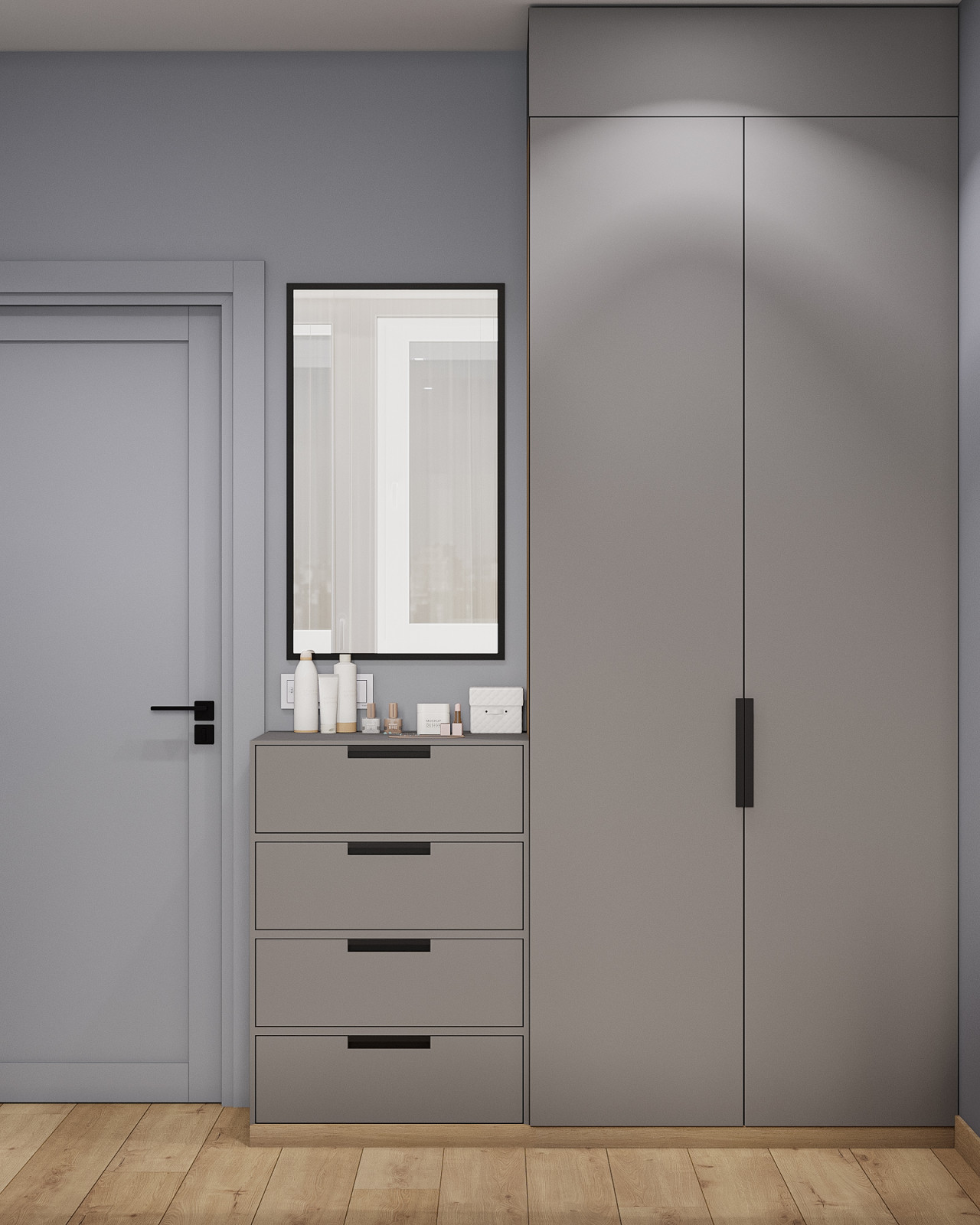 Аскетичный интерьер спальни для молодой пары