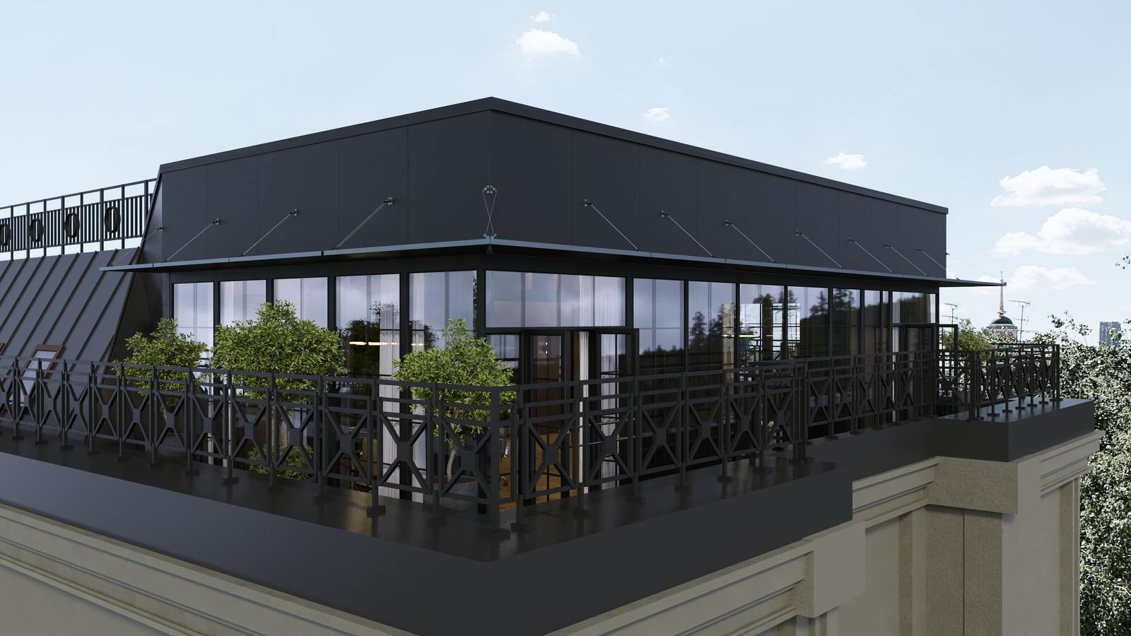 Беседка на крыше здания в Москве