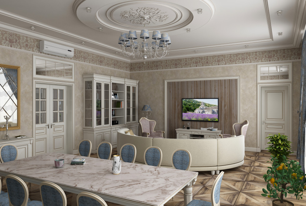 ГОСТИНАЯ-СТОЛОВАЯ В ЗАГОРОДНОМ ДОМЕ