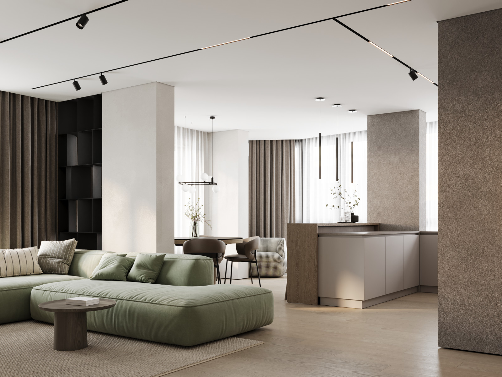 Интерьер квартиры с панорамными окнами