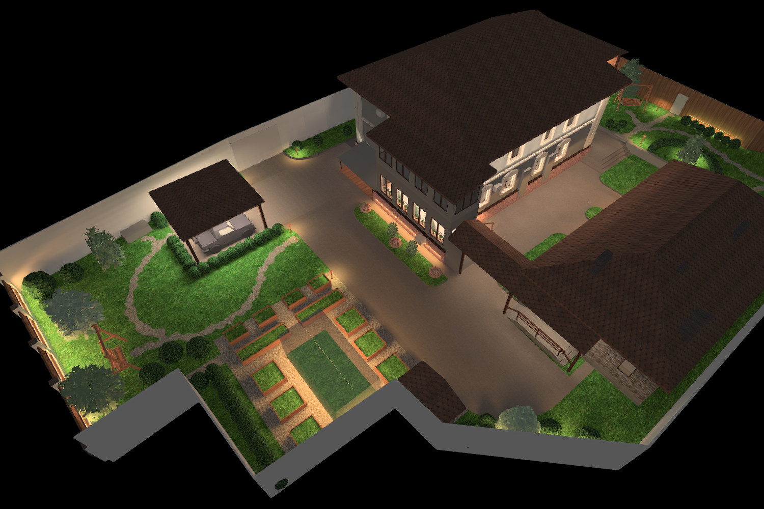 Ландшафтное освещение сада