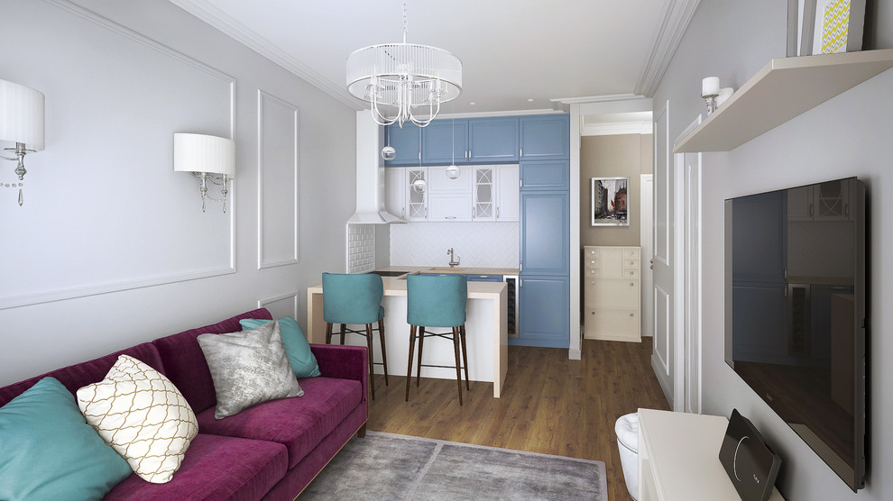 Дизайн интерьера однокомнатной квартиры: кухня-гостиная