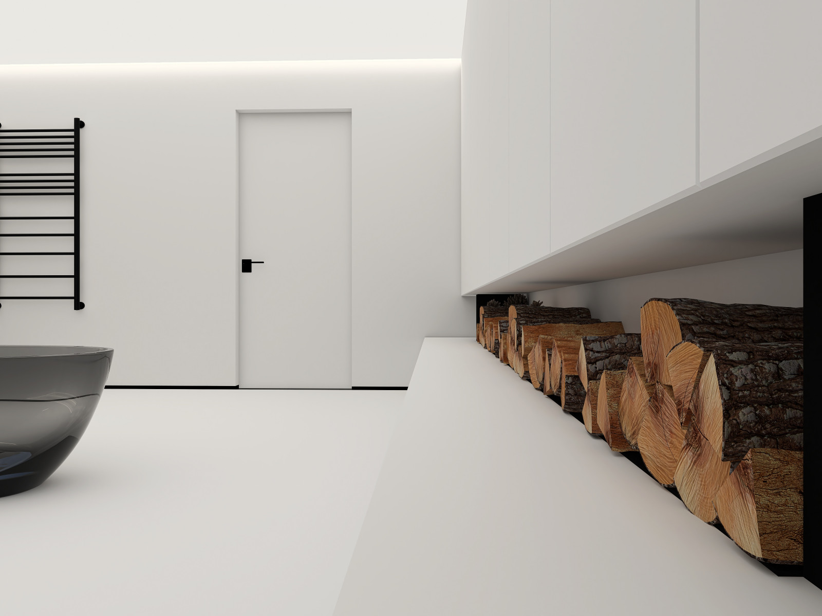 Обложка проекта: Представляем вам наш проект ванной комнаты с камином и панорамным зеркалом