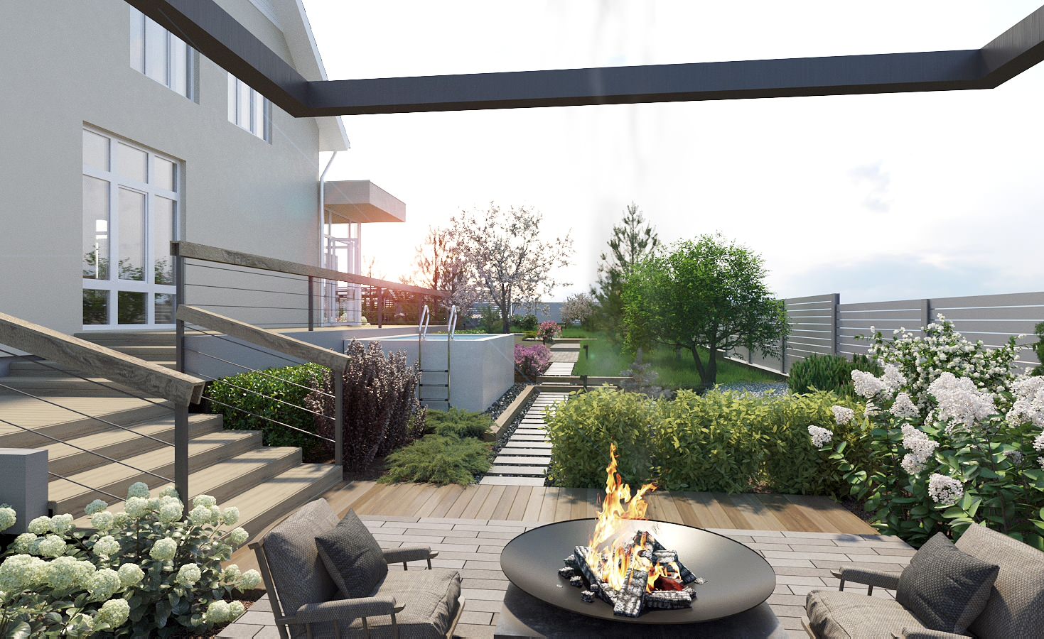 Ландшафтная архитектура участка частного жилого дома в п. Емельяновская горка