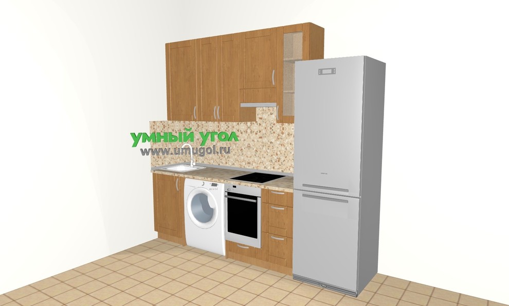 Обложка проекта: Прямая кухня со стиральной машиной в однокомнатную квартиру