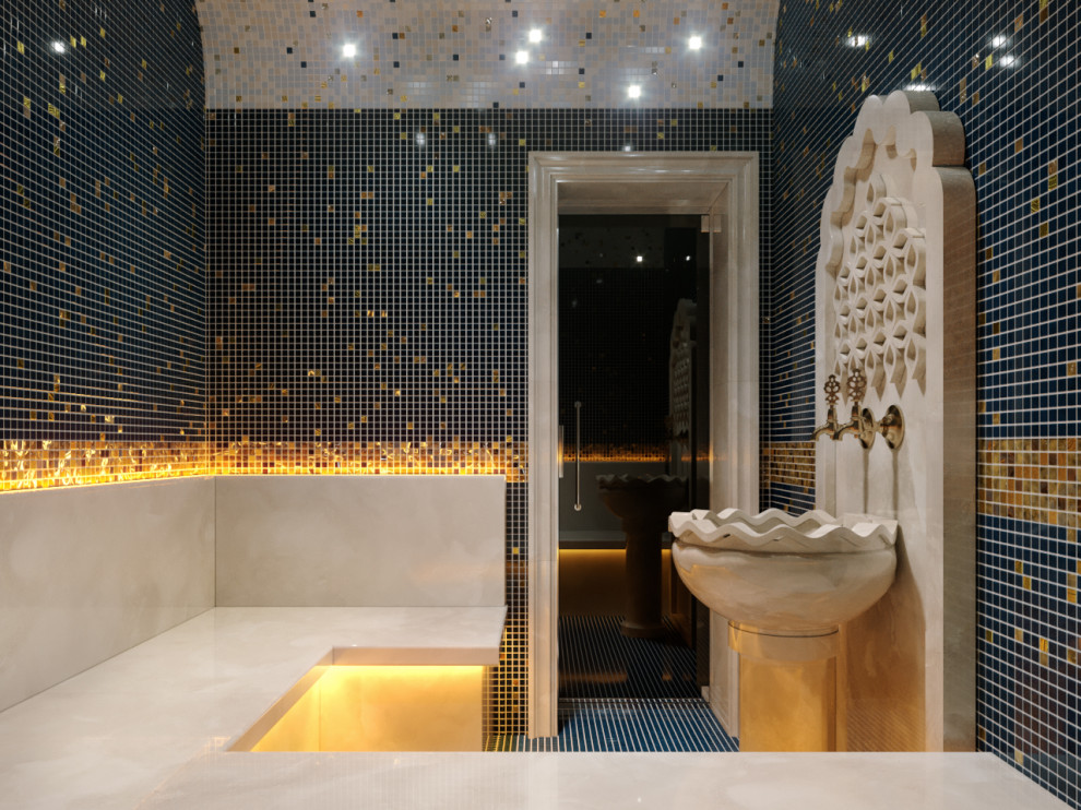 Проект хамама (турецкой бани) с лежаками из мрамора