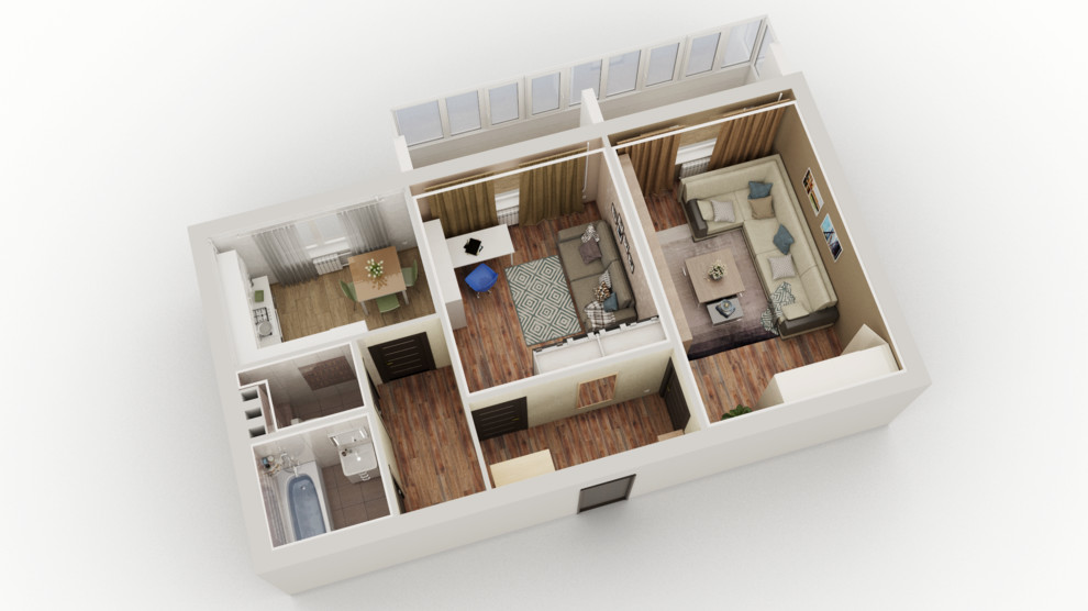 Типовой вариант отделки двухкомнатной квартиры ЖК Аэропорт