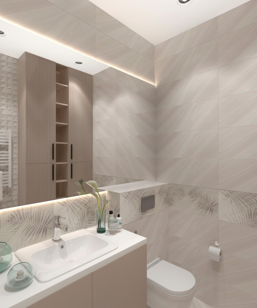 Санузел в трехкомнатной квартире "Лик нежности" г. Москва