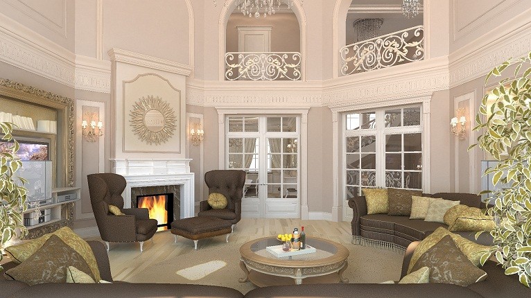 Дизайн проект интерьера роскошного дома в Чулково