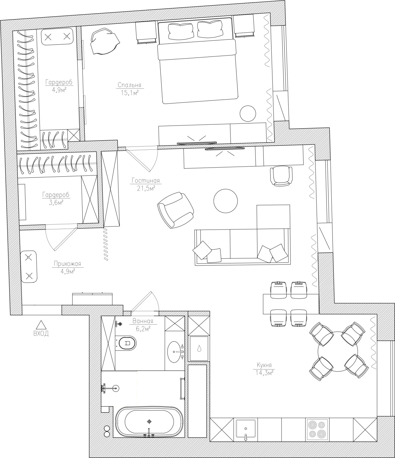 Планировка 70,5м²