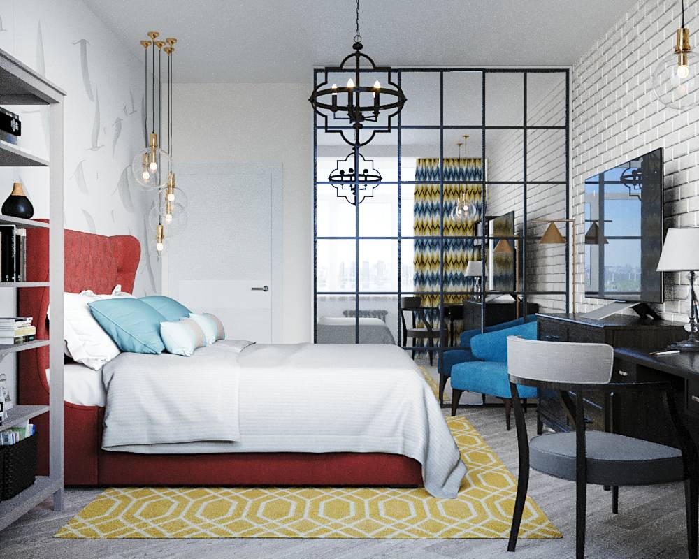 Женственный лофт в ЖК Триколор (визуализация)