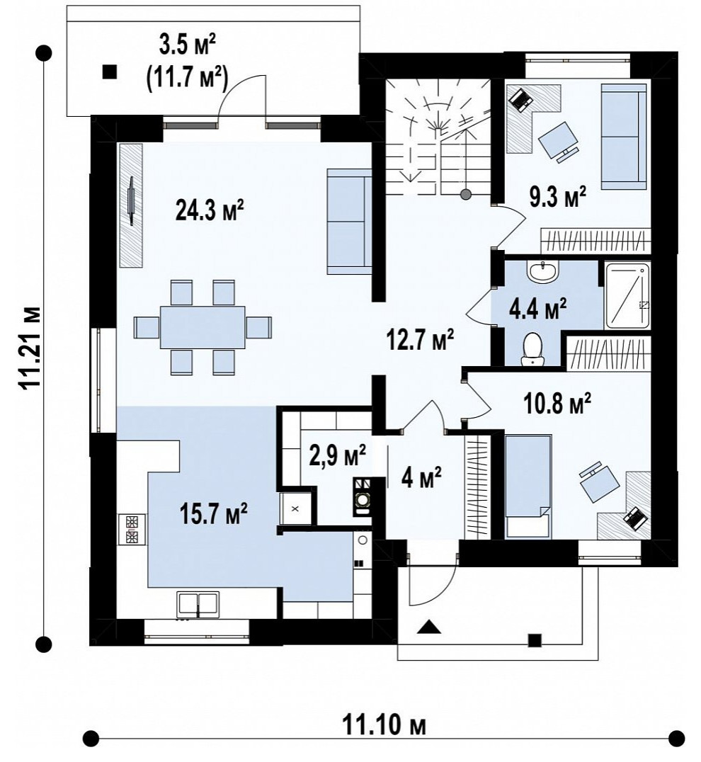 Классический 2-х этажный дом с 5-ю спальнями по проекту Zz1