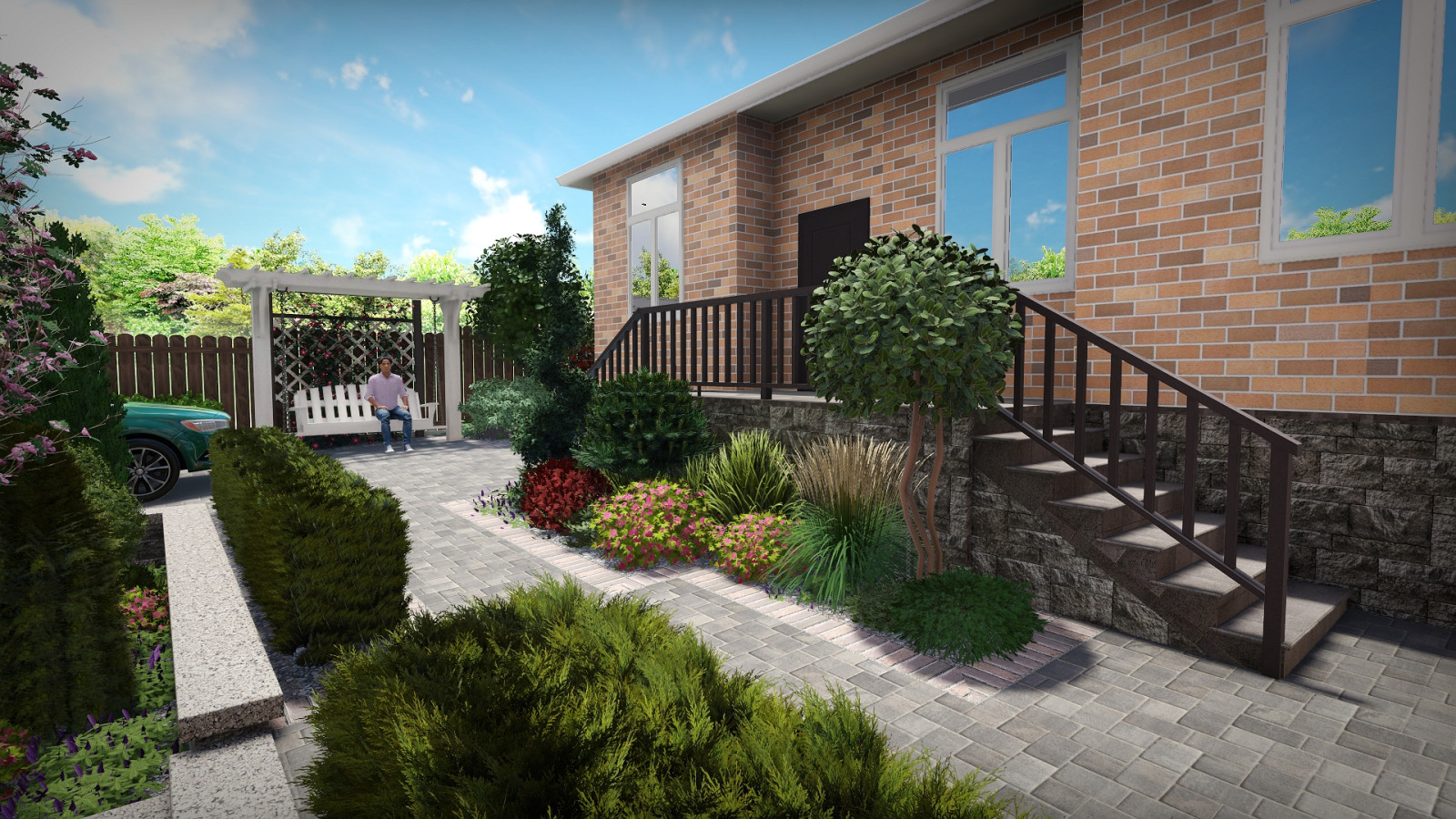 Ландшафтный проект с террасированием участка